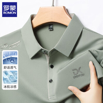罗蒙 短袖t恤男休闲冰丝半袖 淡绿3XL