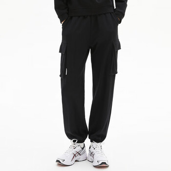 美特斯邦威休闲裤男秋季新款运动潮流直筒裤子男舒适休闲 U款-影黑-女款 M 男170女160