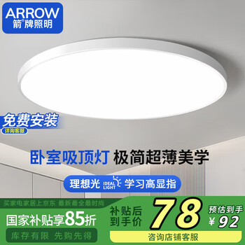 箭牌卫浴 箭牌 卧室吸顶灯 D400*40 白色 24W 单色白光