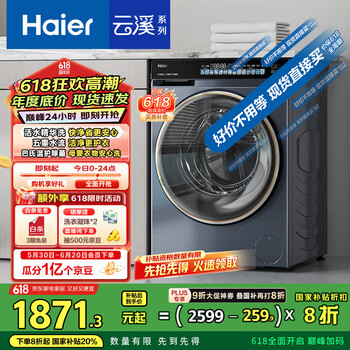 海尔 Haier 精华洗2.0 EG100BD176L 滚筒洗衣机 10KG 灰色
