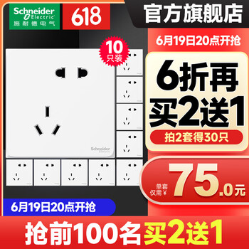 施耐德电气 皓呈系列 斜五孔插座 奶油白 10只装
