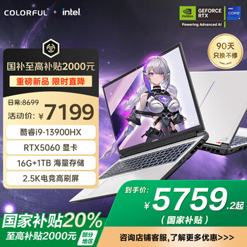 七彩虹(Colorful)隐星P16 Pro 13代酷睿i9 16英寸游戏笔记本电脑(i9-13900HX 16G 1T RTX5060)【国家补贴20%】