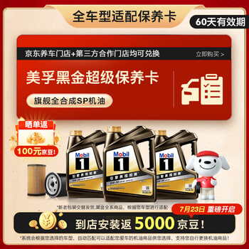 美孚（Mobil）美孚（Mobil）黑金系列 4L小保养卡 送机滤和工时 有效期60天A2