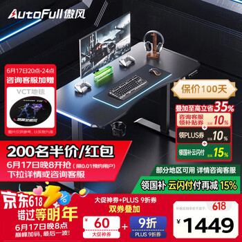 傲风 A4 实木电动升降电脑桌 1.2m*0.6m RGB灯 曜黑