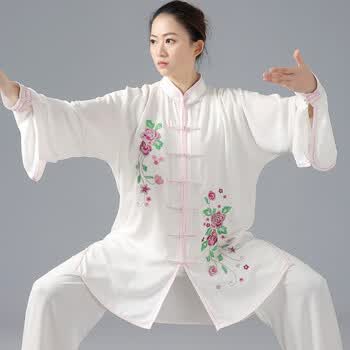 嘉嘉棉牡丹刺绣太极服女练功服绣花比赛服装中国风武术表演服 大牡丹