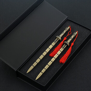 人气高端隋唐英雄传周边秦琼秦叔宝镀金熟铜双锏金属模型合金摆件 秦