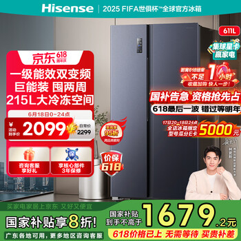 海信(Hisense)冰箱双开门冰箱一级能效无霜超薄冰箱大容量611升变频电冰箱家电国家补贴以旧换新BCD-611WFK1DPQ BCD-611WFK1DPQ