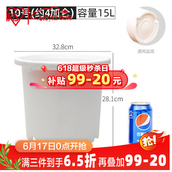爱丽思 Deepot 10号 树脂花盆 浅型 圆口 白色