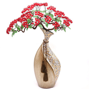 天然树摆件招水晶财艺术品摆件家居客厅玄关摆设乔迁礼品红色