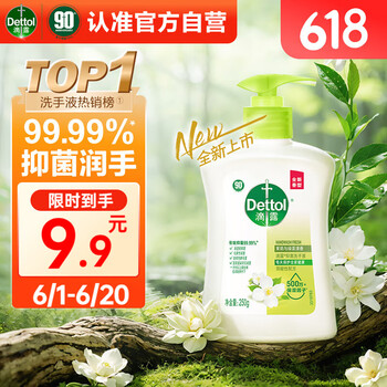 滴露 洗手液茉莉绿茶250ml 儿童抑菌洗手液消毒 家用洗手液留香 绿茶250g