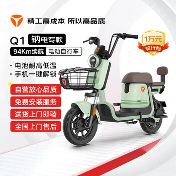 移动端、京东百亿补贴：雅迪 钠电电动自行车Q1-H 94km 春辰绿