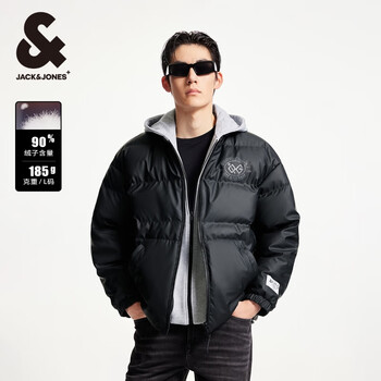 杰克·琼斯(JACK&JONES)男装衣服秋冬短款羽绒服男保暖外套合集 224412100黑色 M 175