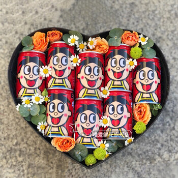 旺仔牛奶花束成品礼盒生日情人节礼物零食棒棒糖鲜花 8瓶旺仔【心形