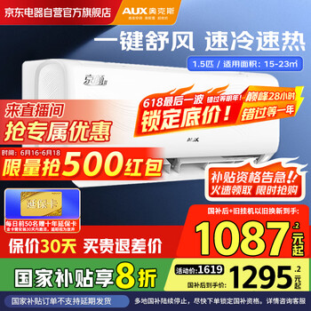 奥克斯 空调挂机1.5匹新一级能效 变频冷暖自清洁家用卧室壁挂式空调挂机 KFR-35GW/BpR3AQJ18(B1)