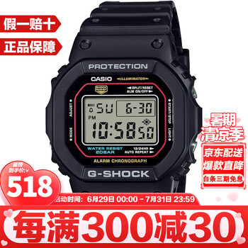 卡西欧(CASIO)G-SHOCK系列经典小方块街头时尚运动防水防震方形手表男送礼推荐 初代原点经典DW-5600RL-1