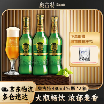 奥古特 青岛啤酒12度 480mL 6瓶 2箱