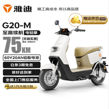 移动端、京东百亿补贴：雅迪 G20-M 电动轻便摩托车 60V20Ah 铅酸电池