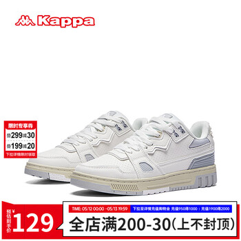KAPPA卡帕女鞋百搭德训鞋女软底跑鞋低帮休闲鞋子女透气轻便运动鞋子女 31d韩国白/冷灰色 35