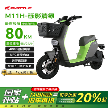 移动端、京东百亿补贴：花小马 电动自行车M11H48v24ah星恒锂电TCS防滑NFC 车架终生质保 砾影清绿