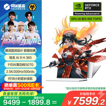 机械革命【国家补贴20%】翼龙16X 16英寸 游戏笔记本电脑 (AI 9 H 365 32G 1T RTX5070 2.5K 300HZ 白)