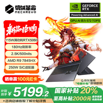 机械革命蛟龙16Pro 2025 16英寸游戏电竞笔记本电脑(R9-7845HX 16G 512G RTX5060 180Hz 2.5K 灰)