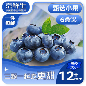 京鲜生 国产蓝莓 6盒12mm+ 装125g/盒 生鲜水果 源头直发包邮