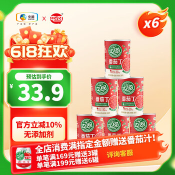 屯河 新疆内蒙0添加剂西红柿块番茄丁390g*6罐