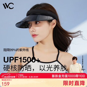 VVC防晒帽男女遮脸防紫外线运动户外空顶帽太阳帽夏季沙滩遮阳帽子 幻影黑