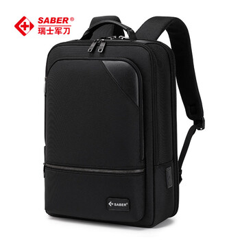 SABER2025新款瑞士军刀双肩包SA2512商务防水电脑包男士大容量户外旅行 黑色