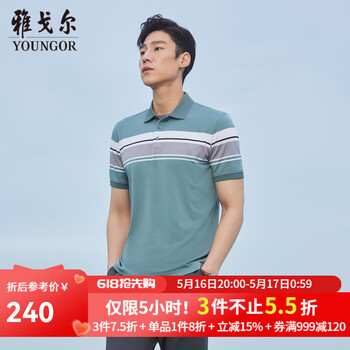 雅戈尔(YOUNGOR)POLO衫男士春夏青年男短袖POLO衫VSZS533110FFA VSZS533110SFA浅绿 L