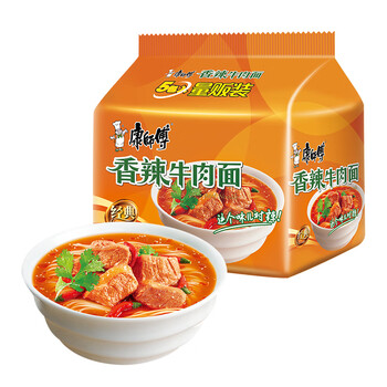 康师傅 方便面 香辣牛肉面 85g*5 袋装速食
