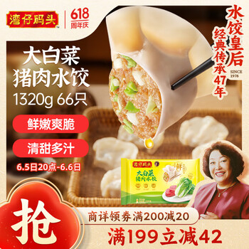 湾仔码头 大白菜猪肉水饺 1320g 66只