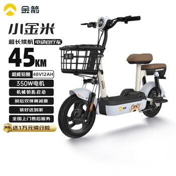金箭电动自行车小金米S 48V12Ah铅酸电池续航45公里上班代步小电驴电瓶车 灰色
