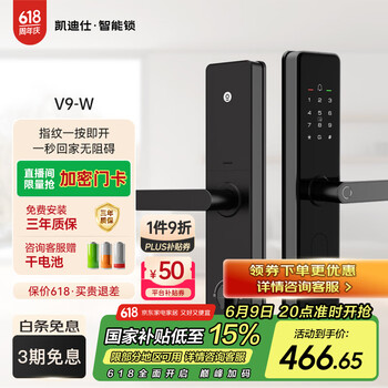 凯迪仕(kaadas)智能门锁 指纹锁 防盗门锁密码锁 入户门电子智能锁 V9-W