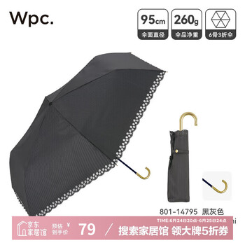 Wpc. 遮光遮热轻量太阳伞 经典弯钩款晴雨两用 镂空花朵扇贝边 801-14795 CH