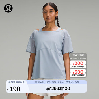 lululemon 丨Tank-Top 女士假两件短袖 T 恤 LW3IF4S 水泥蓝 XS /4