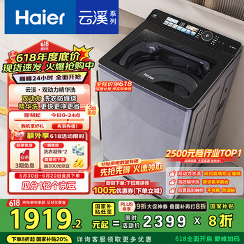 海尔 Haier 云溪系列 ES100B56Plus6 变频波轮洗衣机 10kg 星蕴银