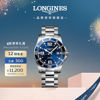浪琴(LONGINES)瑞士手表 康卡斯潜水系列 机械钢带男表L37424966