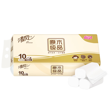 清风 原木纯品无芯卷纸 75克10卷