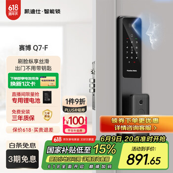 凯迪仕(kaadas)智能门锁 人脸识别智能锁 指纹锁电子防盗密码锁 赛博Q7-F