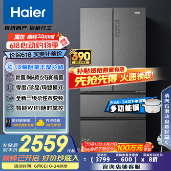 海尔 Haier 清韵系列 BCD-510WGHFD59S9U1 风冷多门冰箱 510L 星蕴银
