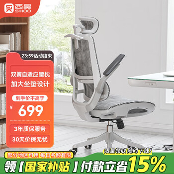 西昊 M59ASPro人体工学椅家用电脑办公电竞椅人工力学座椅宿舍椅子 M59AS Pro云白+升级大坐垫