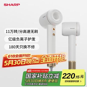 夏普【夏普小浪花】家用高速吹风机 大功率速干电吹风低噪音吹风筒等离子护发IB-RP45C-C