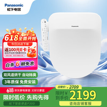 松下(Panasonic)D型智能马桶盖 双风道烘干自动除臭全功能P30D(DL-PSTK30DCW)
