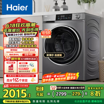 国家补贴：海尔 Haier 小红花套系 XQG100-HBD539S 洗烘一体机 10kg