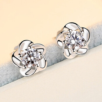 925纯银耳针女款耳钉爱心时尚银饰耳饰 纯日韩国气质简约耳环配饰品