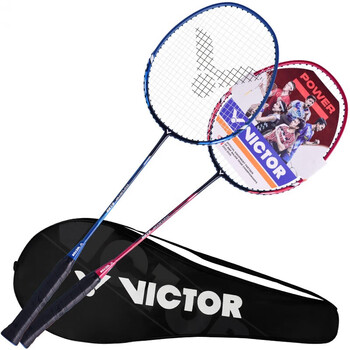 威克多(VICTOR)胜利TK-6188羽毛球拍 碳素复合一体学生入门羽毛球拍 深红/深蓝 对拍 送吸汗手胶 拍包