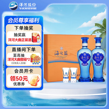 洋河 蓝色经典 海之蓝 42度 480ml*2瓶 礼盒装  浓香型白酒