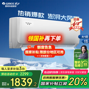 格力 GREE 天仪 大1匹一级能效 变频冷暖  56净菌自洁 独立除湿 卧室挂机空调 大1匹 一级能效