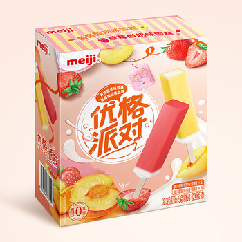PLUS会员：meiji 明治 黄桃草莓酸奶味雪糕 49g*10支
